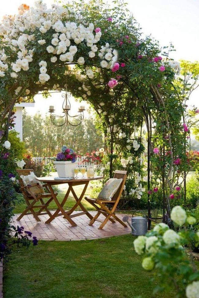 Rose Archway With Vintage Chandelier