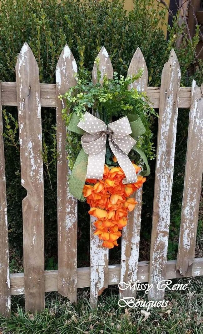 Bright Carrot Wreath With Artificial Blooms