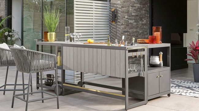 Gray Wood Garden Bar Serving Station