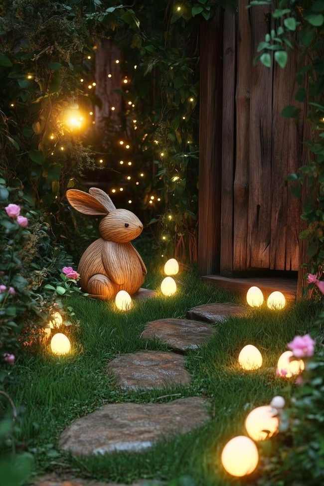 Golden Egg Forest Wooden Bunny