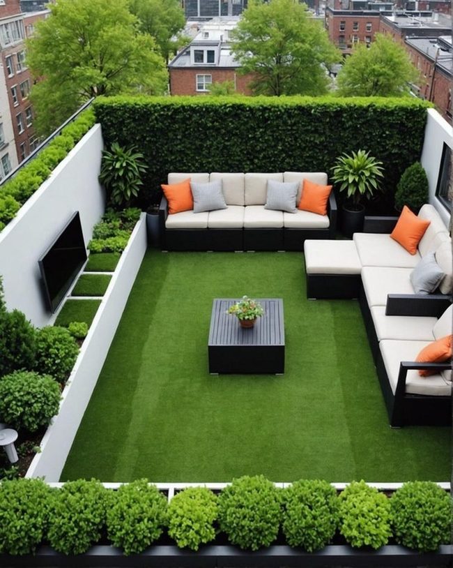 Artificial Turf Rooftop Lounge Views