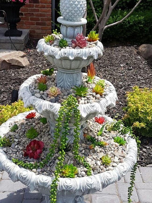 Three-Tiered Succulent Fountain Display