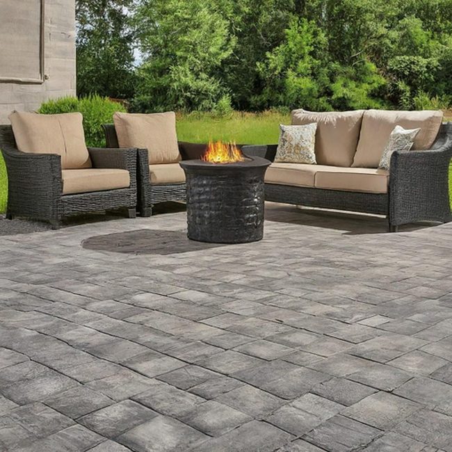 Cascading Waterfall Patio With Fire Pit
