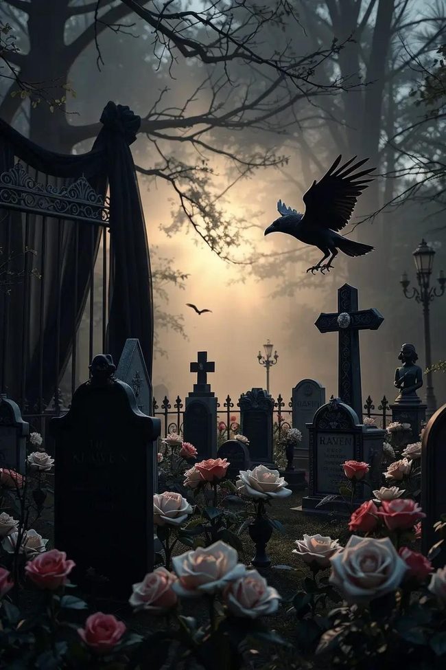 Black and White Graveyard Elegance