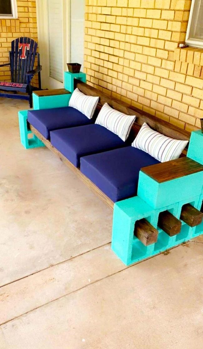 Painted Cinder Block Garden Seating