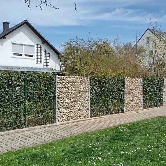 Stone-Filled Wire Baskets Define Gardens