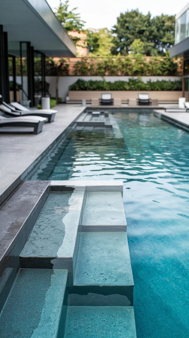 Pool Steps and Underwater Benches for Safe Gatherings