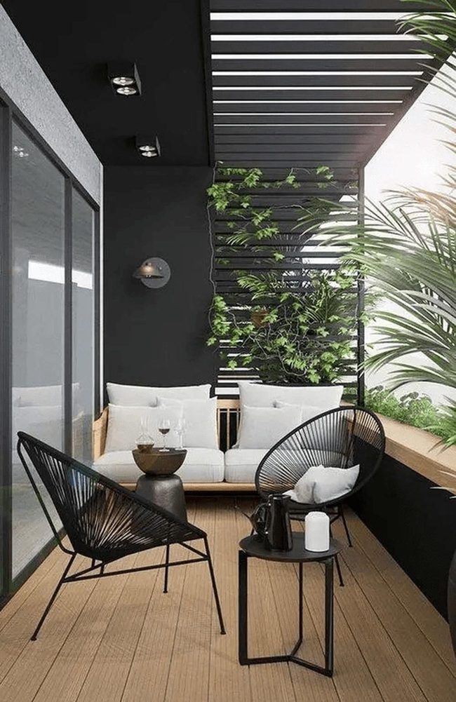 Black Walls, Green Plants, Wood