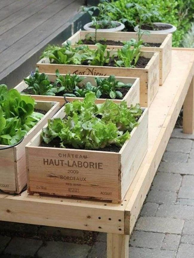 Stacked Wood Crate Garden Boxes