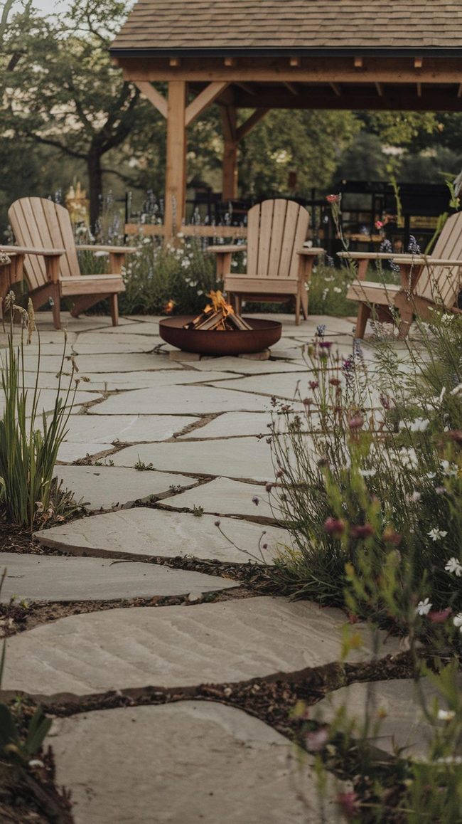 Flagstone And Climbing Vines Pergola