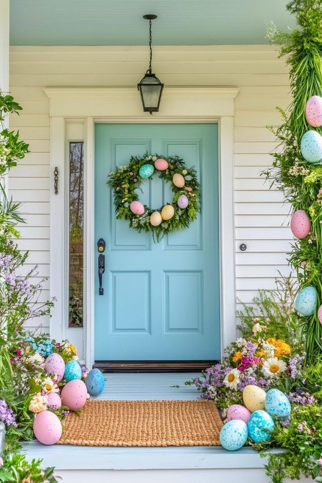 Pastel Eggs And Diffused Blue Spring Entry