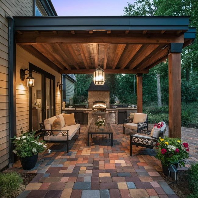Stone Pillars Meet Lumber Beams