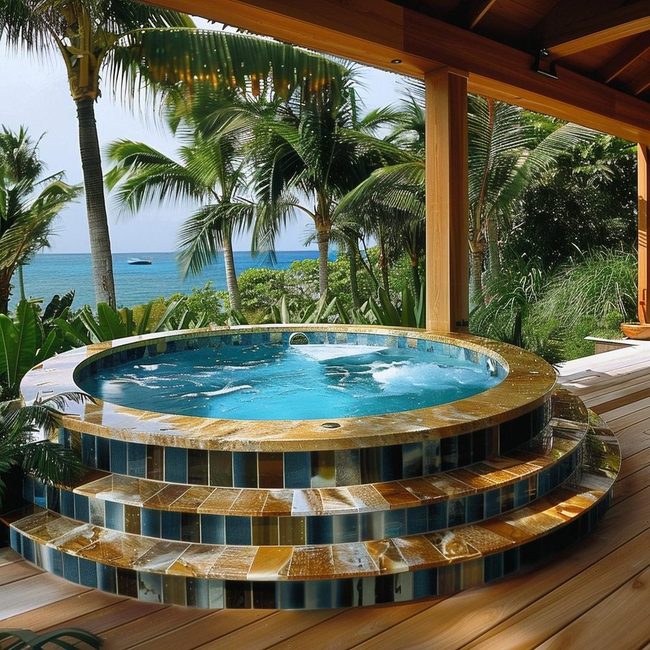 Lush Green Sanctuary Around Tub