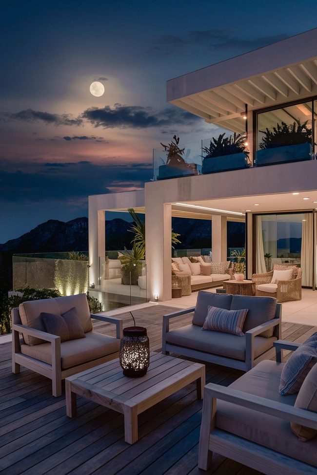 Open-Air Fireplace Two-Level Deck