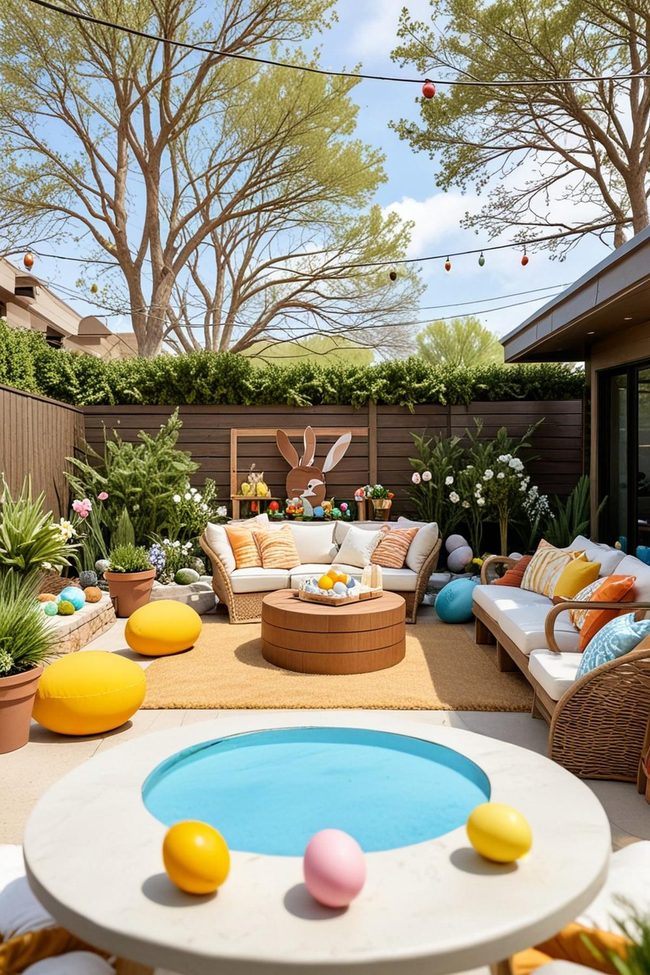 Colorful Eggs Scattered Exterior Spaces