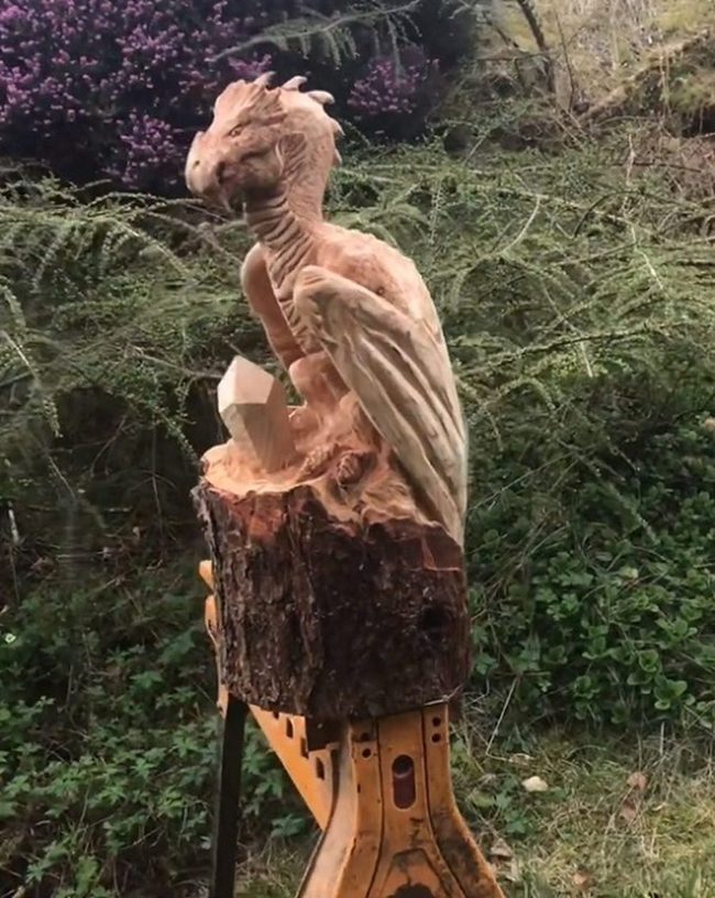 Carved Wood Dragons In Gardens