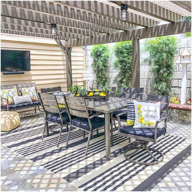 Yellow Lemons, Black Striped Patio