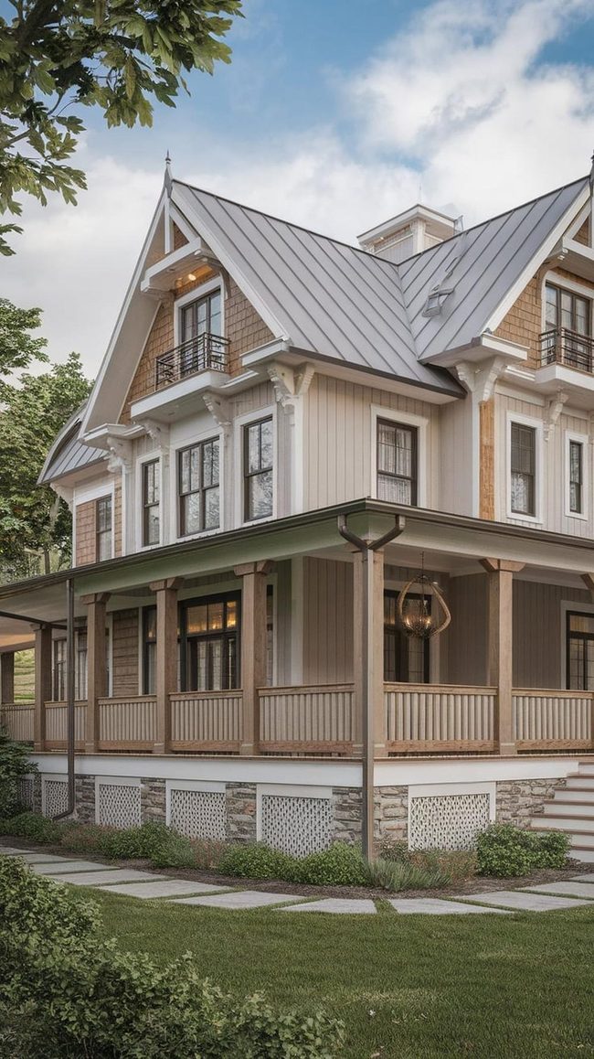Black And White Farmhouse Porch