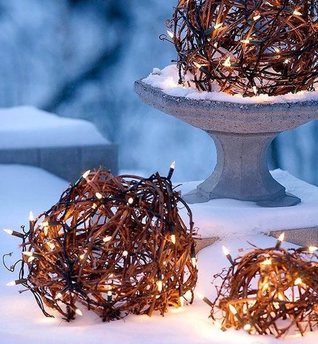 Golden Twig Spheres Winter Snow