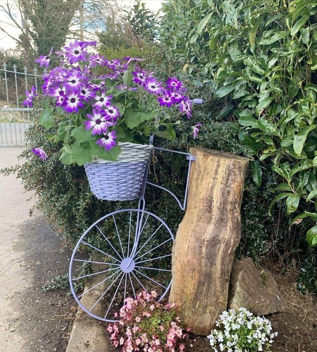 Recycled Wood And Metal Flower Stand