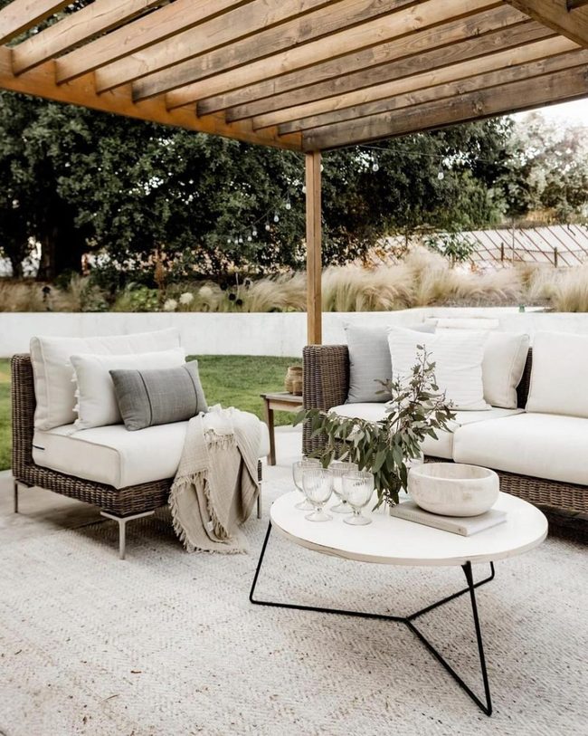 Cream Pergola Patio Seating