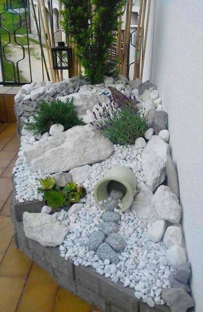 Tiered Stone Mountain Garden With Succulents