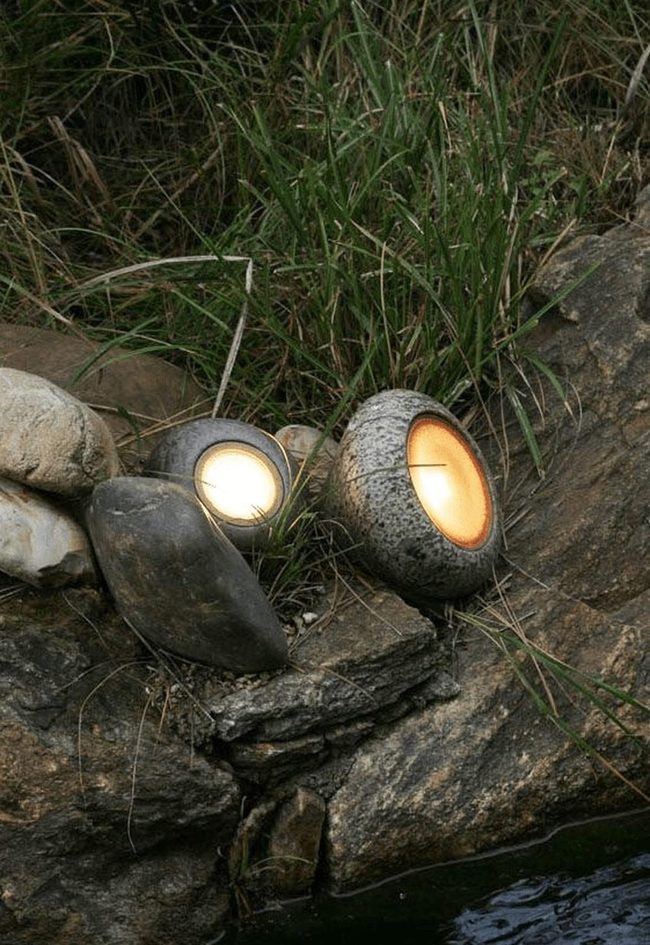 Stone Orbs Glowing Warm Orange