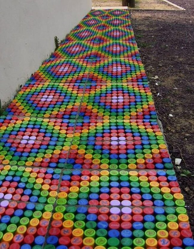 Bottle Caps Burst Garden Pathway