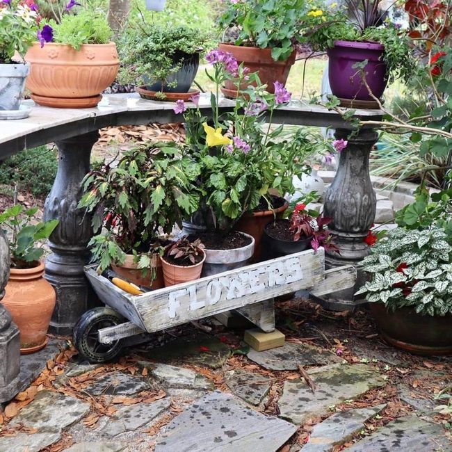Old Wheel Garden Planter Box