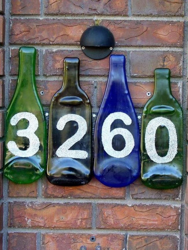 Colorful Glass Bottles House Numbers