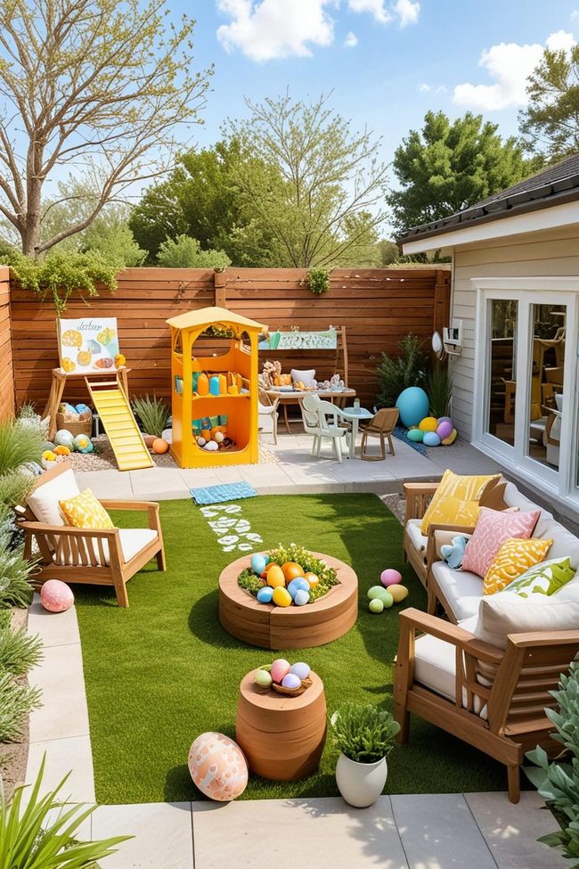 Colorful Yard Gathering Spaces