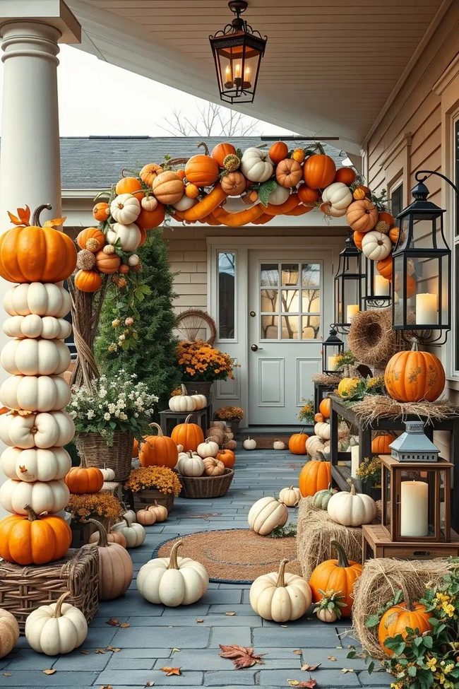 Stacked Pumpkins with Metallic Accents