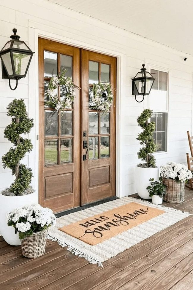 Glass Pane Doors Frame Welcoming Entry