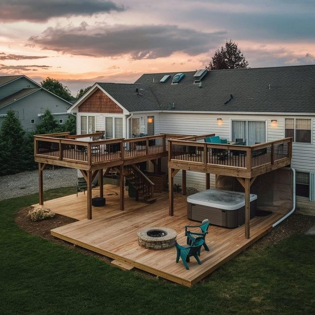 Multi-Level Deck Built-In Seating