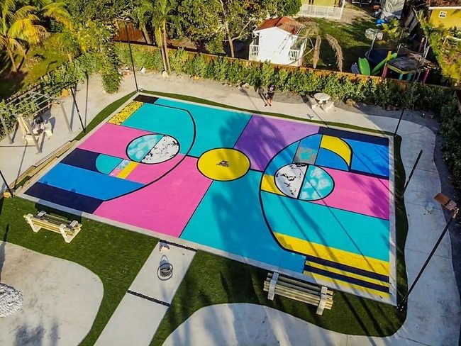 Geometric Art Tennis Court
