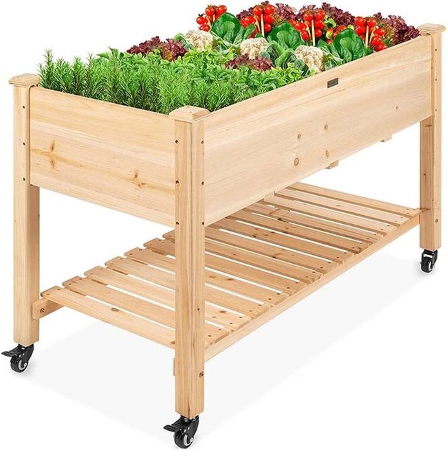 Two-Tier Cedar Planter With Storage