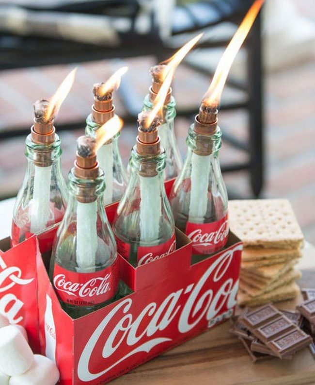 Vintage Glass Bottles Marshmallow Roasting Station