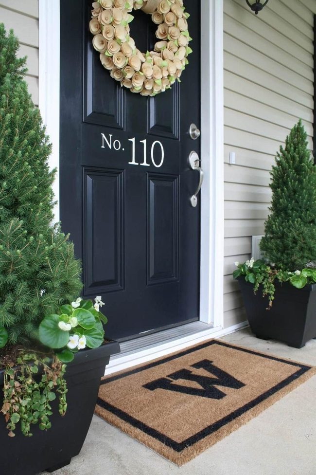Brushed Metal Numbers Dark Door