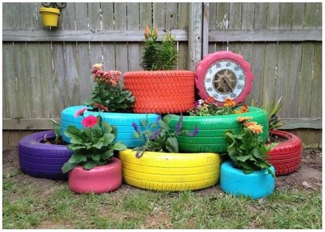 Painted Tire Tower Gardens