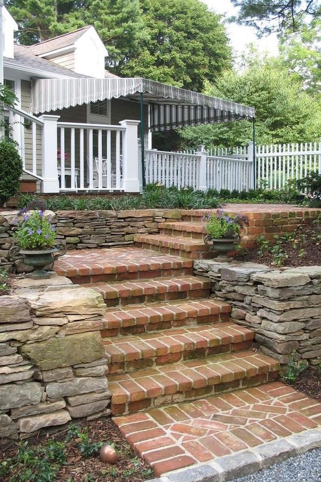 Purple Flowers Meet Brick Entrance