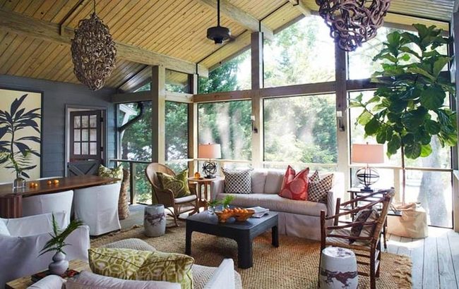 White Slipcovers With Patterned Pillows