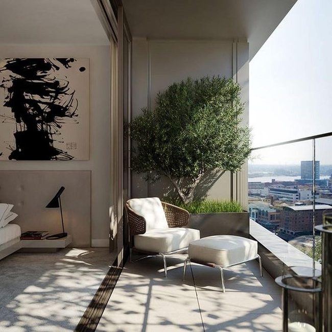 Green Plants Brighten Minimal Urban Balcony