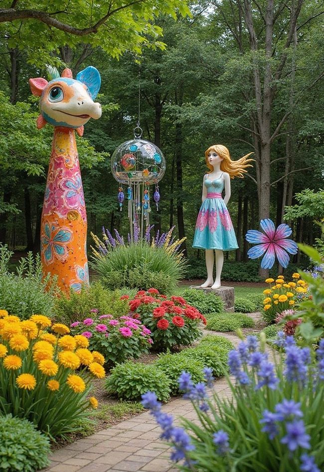 Colorful Exterior Art Through Mixed Materials