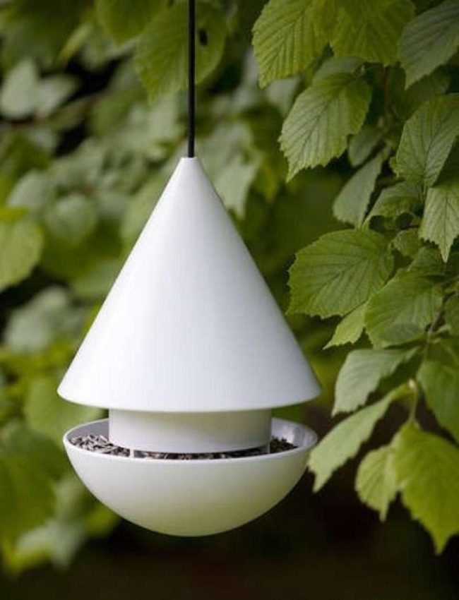White Cone Feeders Garden Birds