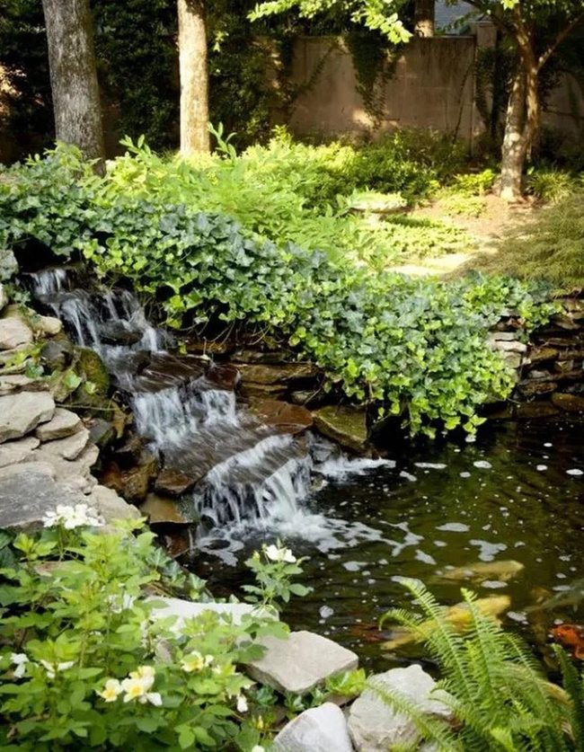 Cascading Water Among Emerald Ferns