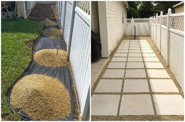 Stone Pavers And Metal Edging