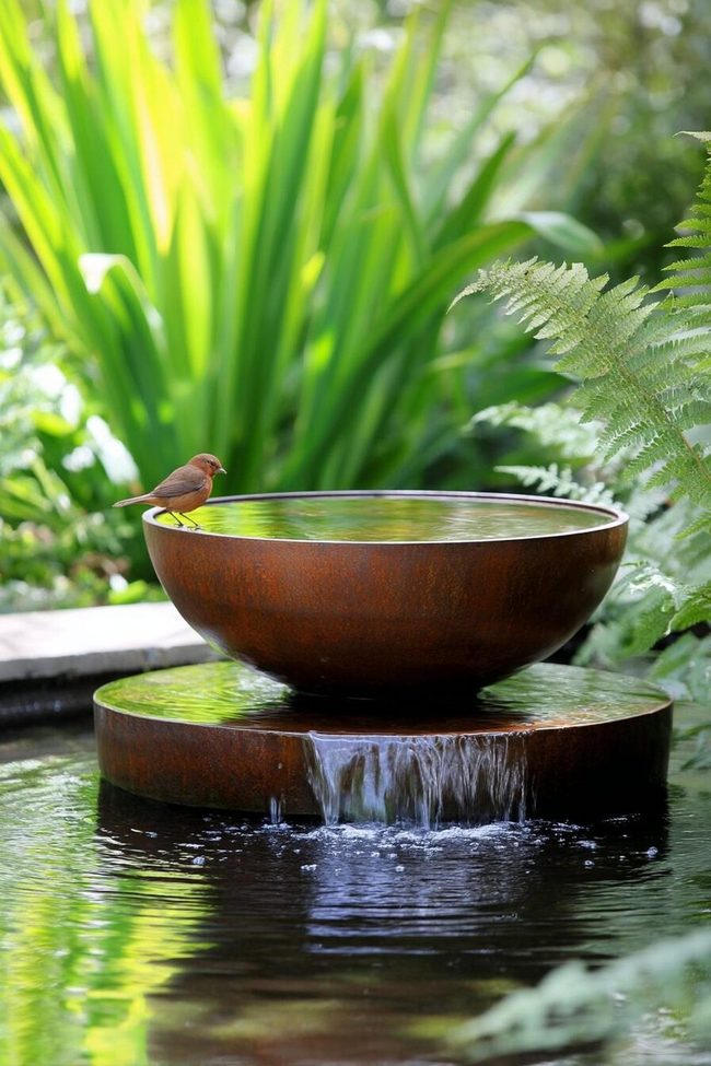 Green-Filled Water Basin Birds