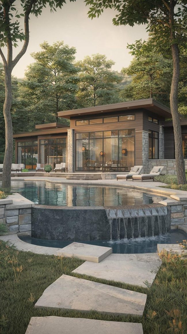 Organic Wooden Pool House