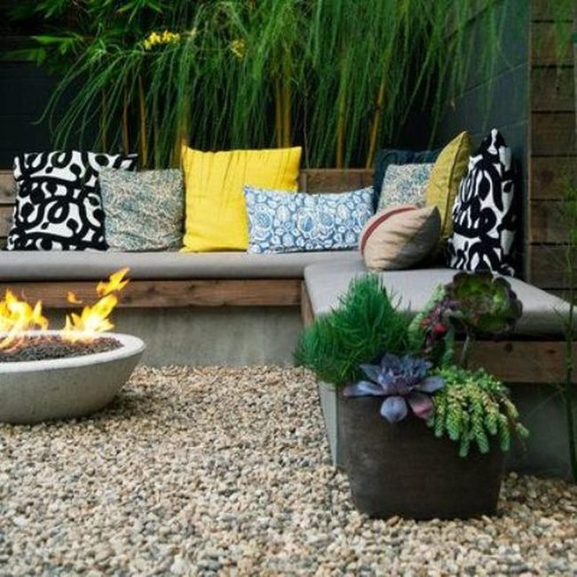 Yellow And Blue Patio Gathering
