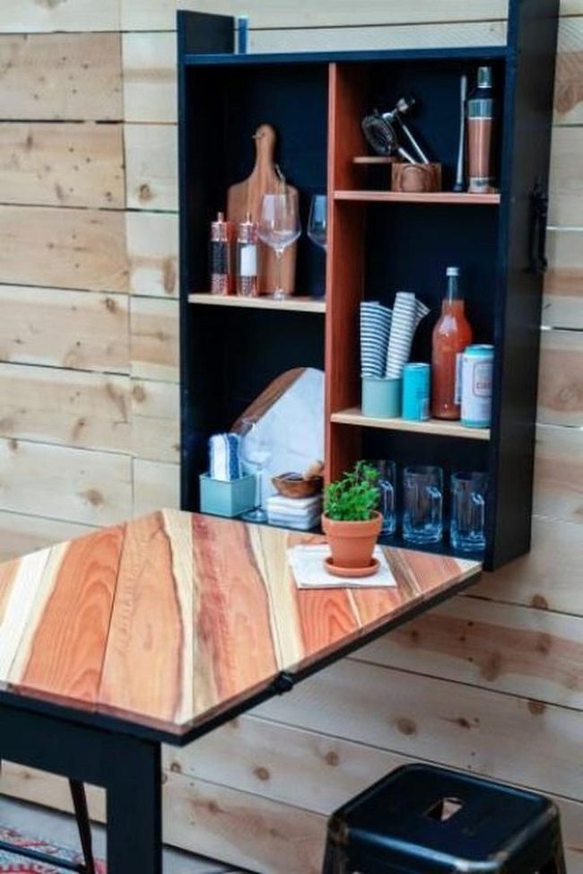 Wood Planks Black Compact Kitchen